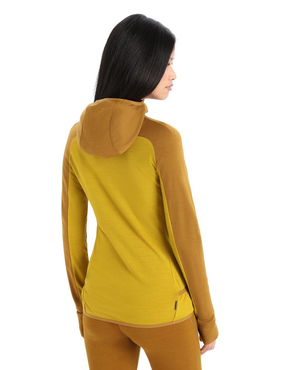 Clove / Silent Gold Icebreaker ZoneKnit™ Merino Long Sleeve Zip Women's Hoodie | AU 1673UZGT